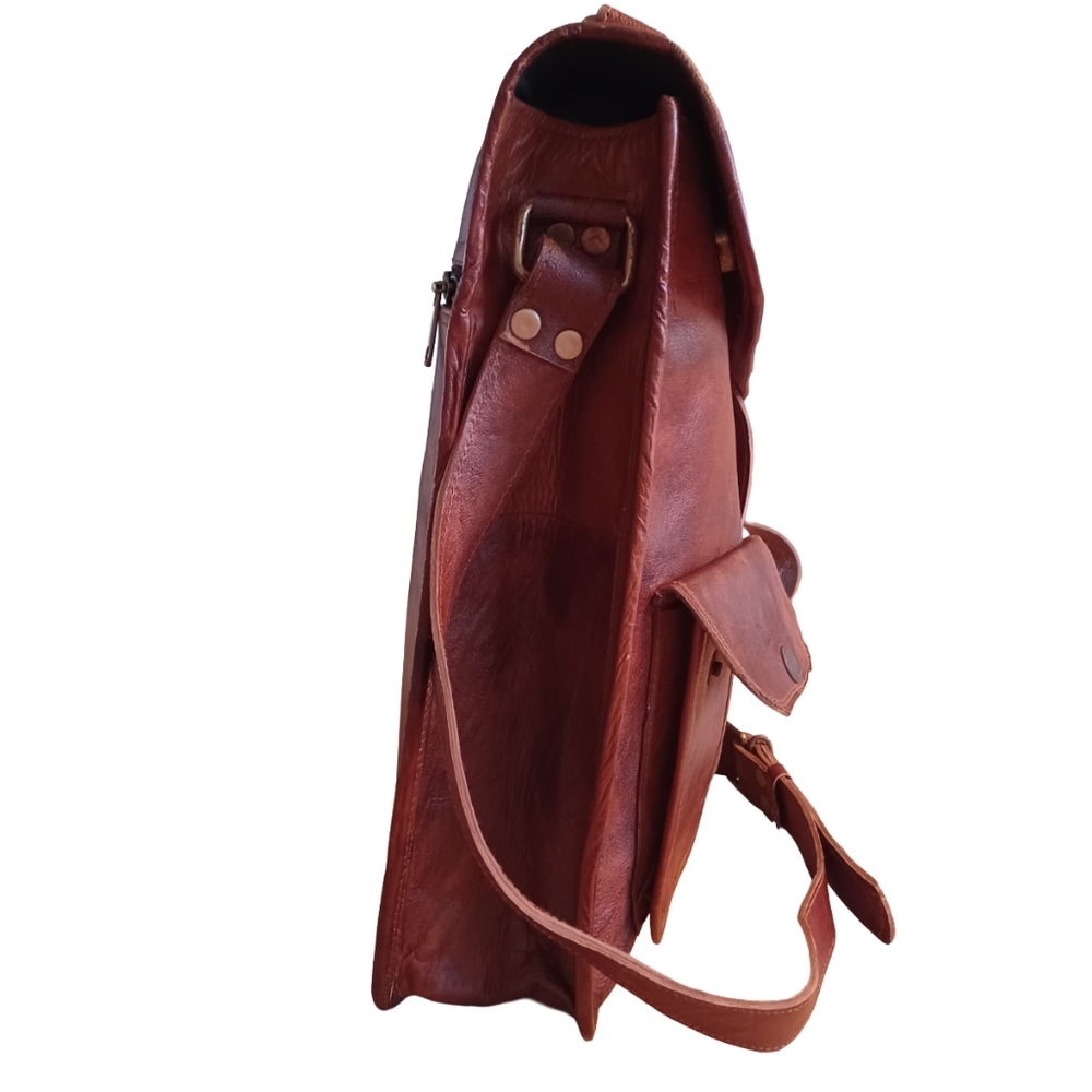 MEN'S VINTAGE LEATHER CROSSBODY MESSENGER BAG - Picture 4 of 15